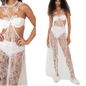 For Love & Lemons White ‘Mackenzie’ Lace Butterfly Maxi Dress